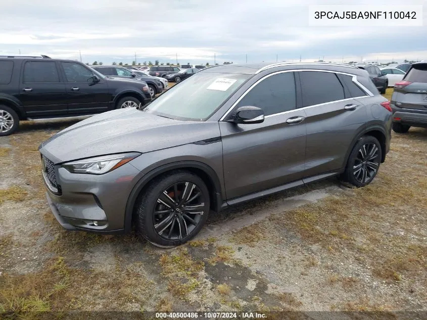 2022 Infiniti Qx50 Luxe VIN: 3PCAJ5BA9NF110042 Lot: 40500486