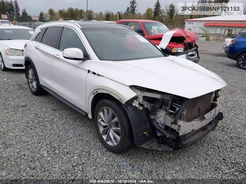 2022 Infiniti Qx50 Luxe Awd VIN: 3PCAJ5BB6NF121153 Lot: 40634610