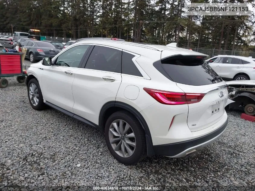 2022 Infiniti Qx50 Luxe Awd VIN: 3PCAJ5BB6NF121153 Lot: 40634610