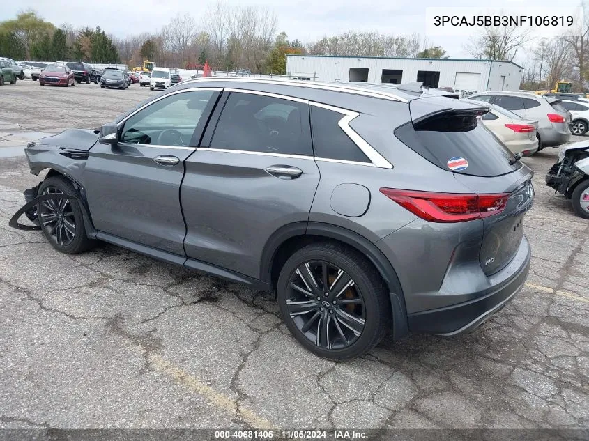 2022 Infiniti Qx50 Luxe Awd VIN: 3PCAJ5BB3NF106819 Lot: 40681405