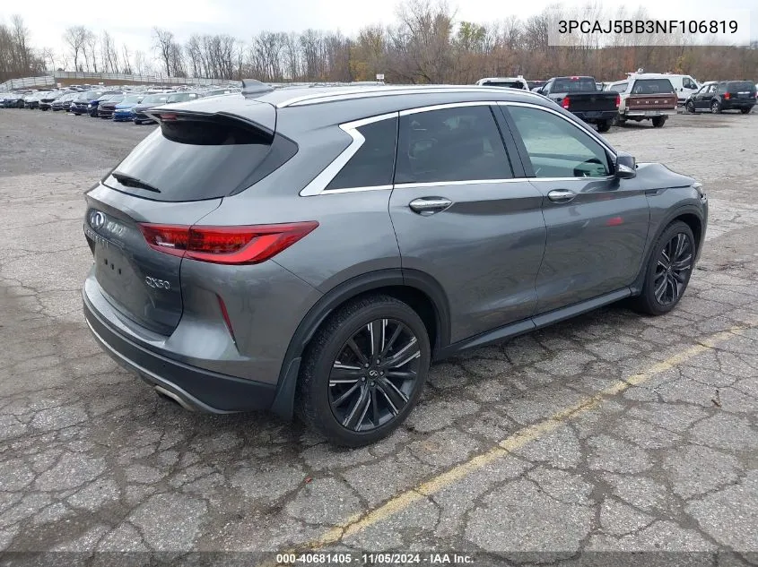 2022 Infiniti Qx50 Luxe Awd VIN: 3PCAJ5BB3NF106819 Lot: 40681405