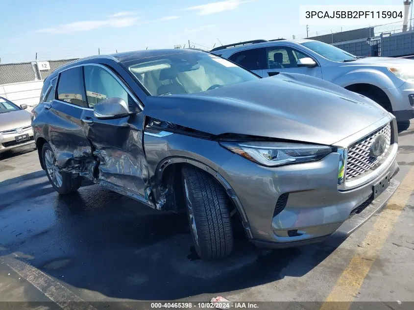 2023 Infiniti Qx50 Luxe Awd VIN: 3PCAJ5BB2PF115904 Lot: 40465398