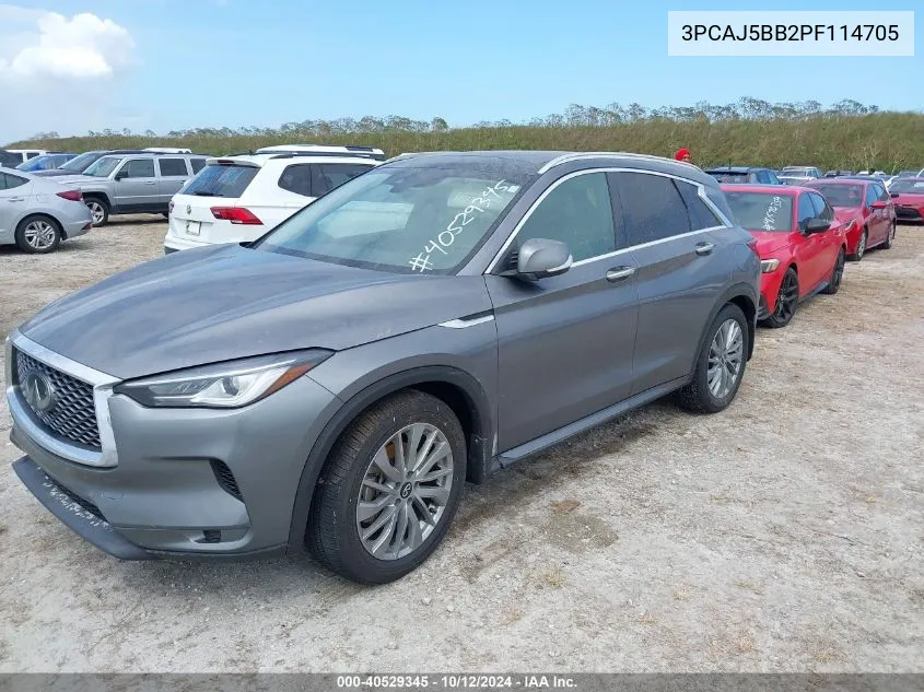 2023 Infiniti Qx50 Luxe Awd VIN: 3PCAJ5BB2PF114705 Lot: 40529345