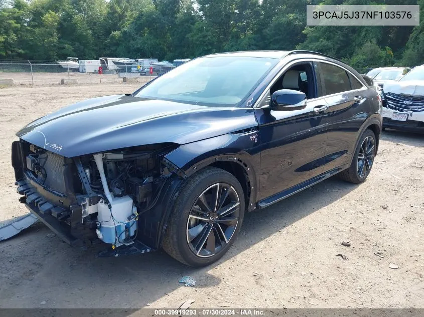 2022 Infiniti Qx55 Luxe Awd VIN: 3PCAJ5J37NF103576 Lot: 39919293