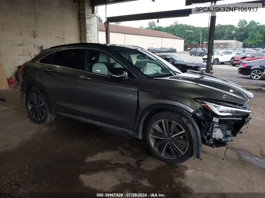 2022 Infiniti Qx55 Essential VIN: 3PCAJ5K32NF106917 Lot: 39967429