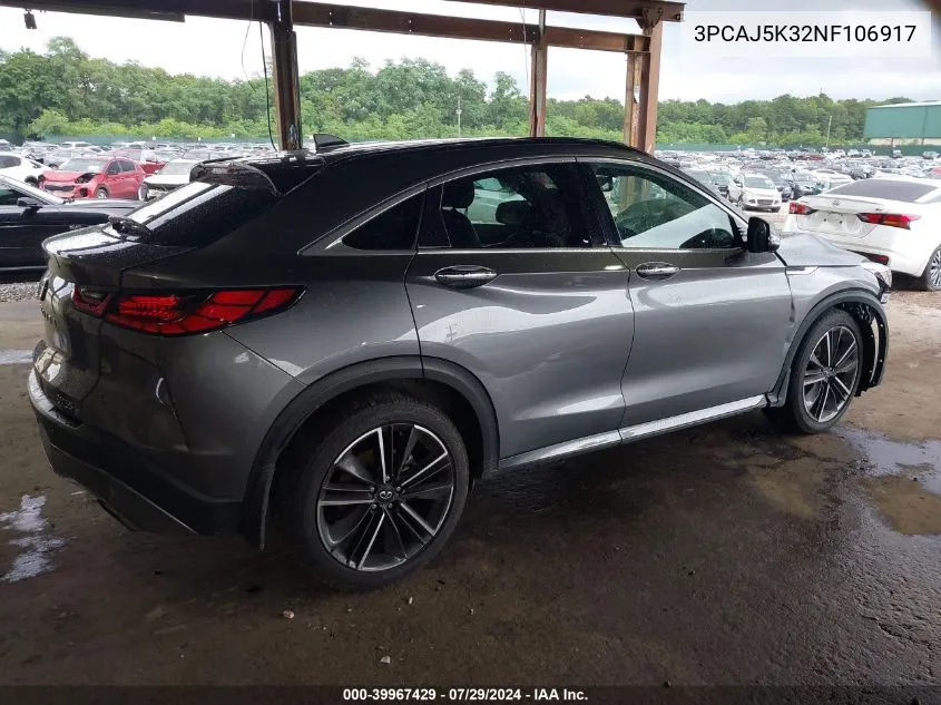 2022 Infiniti Qx55 Essential VIN: 3PCAJ5K32NF106917 Lot: 39967429