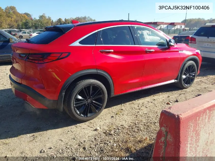 2022 Infiniti Qx55 Essential Awd VIN: 3PCAJ5K32NF100406 Lot: 40721451