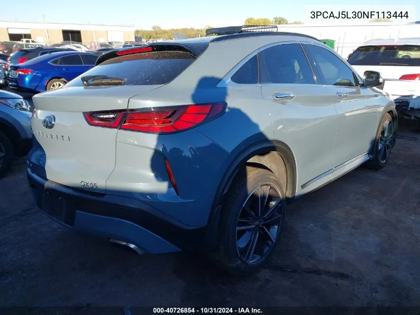 2022 Infiniti Qx55 Sensory Awd VIN: 3PCAJ5L30NF113444 Lot: 40726854