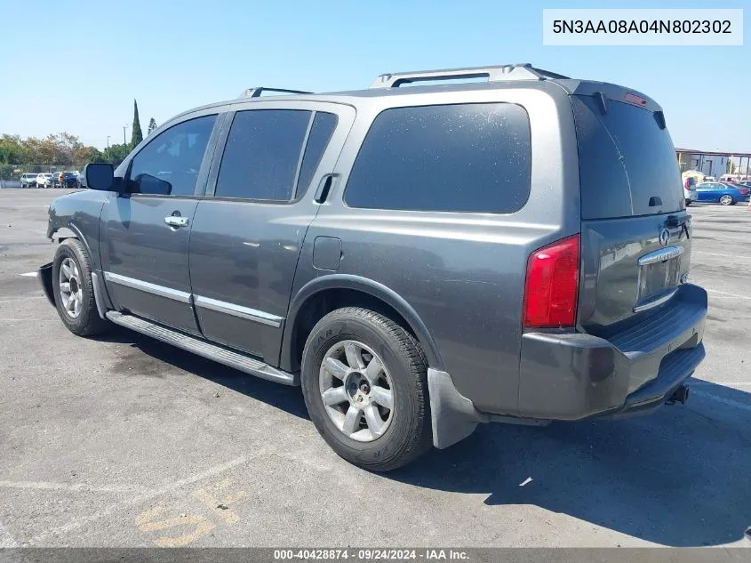 2004 Infiniti Qx56 VIN: 5N3AA08A04N802302 Lot: 40428874