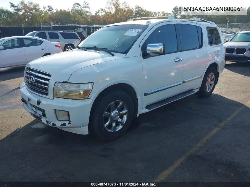 2006 Infiniti Qx56 VIN: 5N3AA08A46N800961 Lot: 40747073