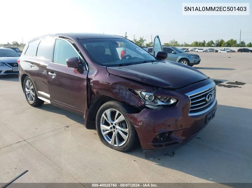 2014 Infiniti Qx60 VIN: 5N1AL0MM2EC501403 Lot: 40025760