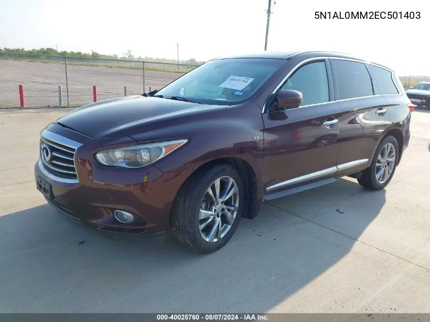 2014 Infiniti Qx60 VIN: 5N1AL0MM2EC501403 Lot: 40025760