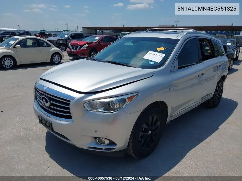 2014 Infiniti Qx60 VIN: 5N1AL0MN4EC551325 Lot: 40057536