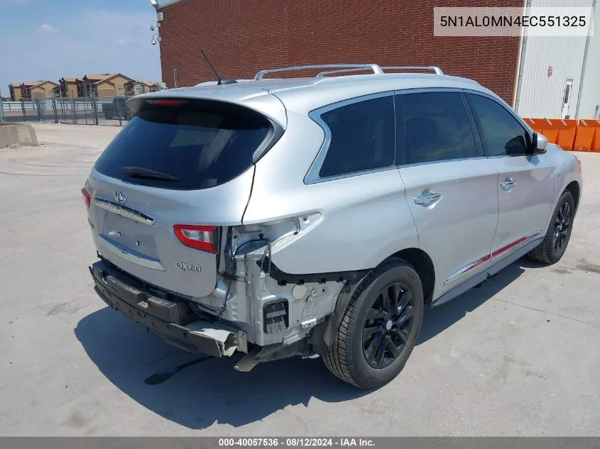 2014 Infiniti Qx60 VIN: 5N1AL0MN4EC551325 Lot: 40057536