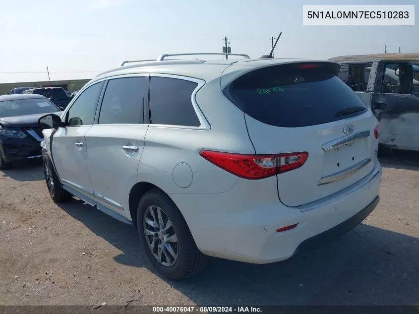 2014 Infiniti Qx60 VIN: 5N1AL0MN7EC510283 Lot: 40076047