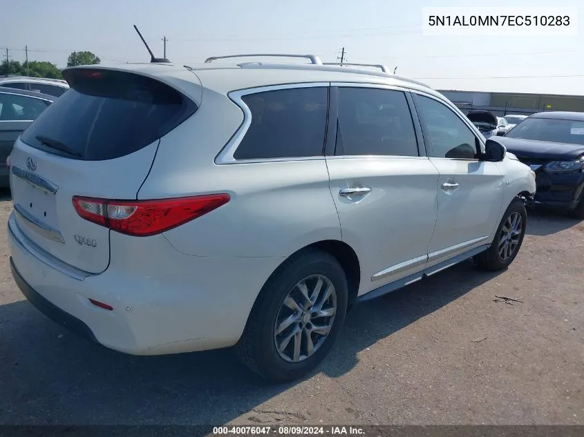 2014 Infiniti Qx60 VIN: 5N1AL0MN7EC510283 Lot: 40076047