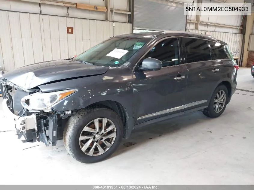 2014 Infiniti Qx60 VIN: 5N1AL0MM2EC504933 Lot: 40101951