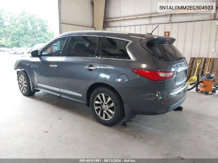 2014 Infiniti Qx60 VIN: 5N1AL0MM2EC504933 Lot: 40101951