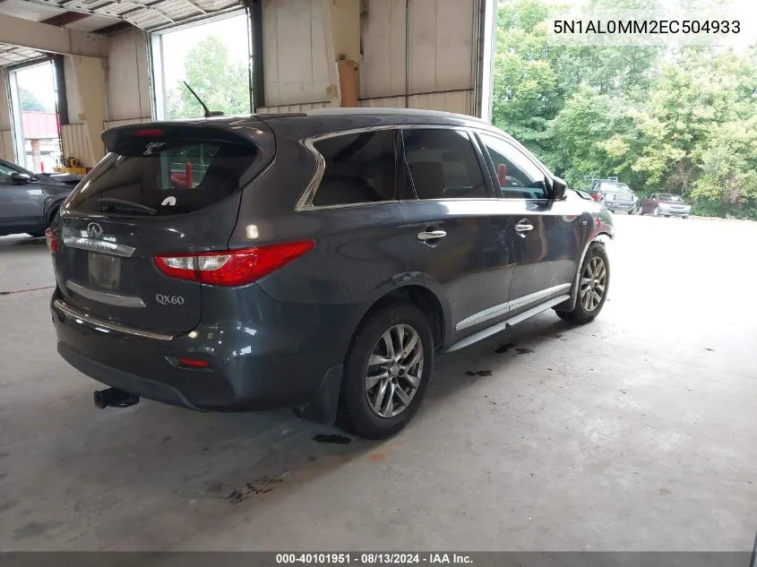 2014 Infiniti Qx60 VIN: 5N1AL0MM2EC504933 Lot: 40101951