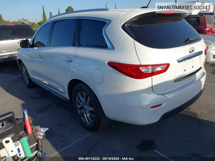 2014 Infiniti Qx60 VIN: 5N1AL0MM5EC500343 Lot: 40115232