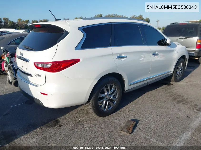 2014 Infiniti Qx60 VIN: 5N1AL0MM5EC500343 Lot: 40115232