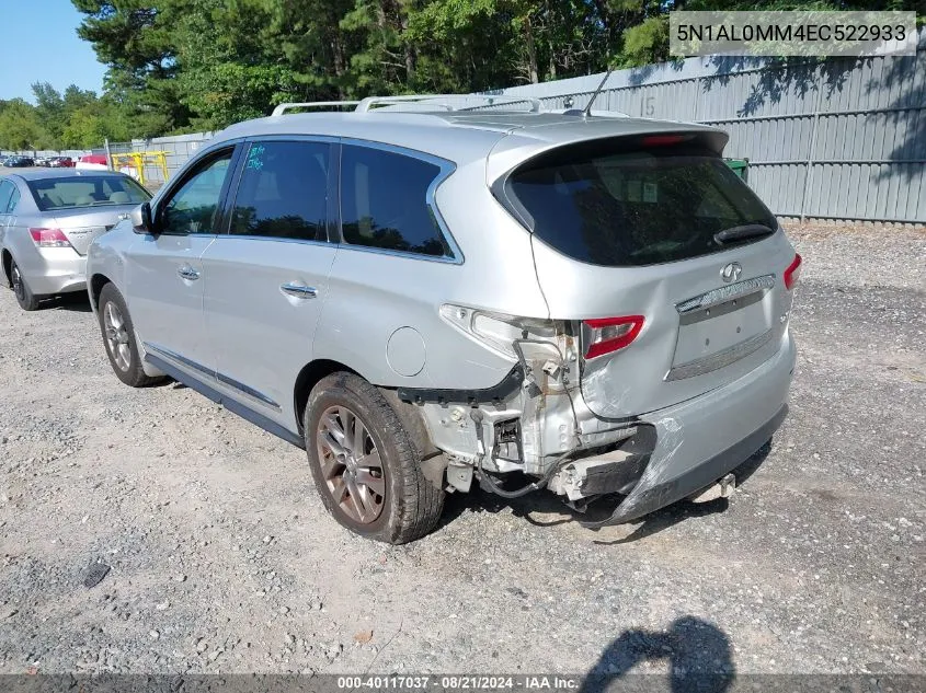 2014 Infiniti Qx60 VIN: 5N1AL0MM4EC522933 Lot: 40117037