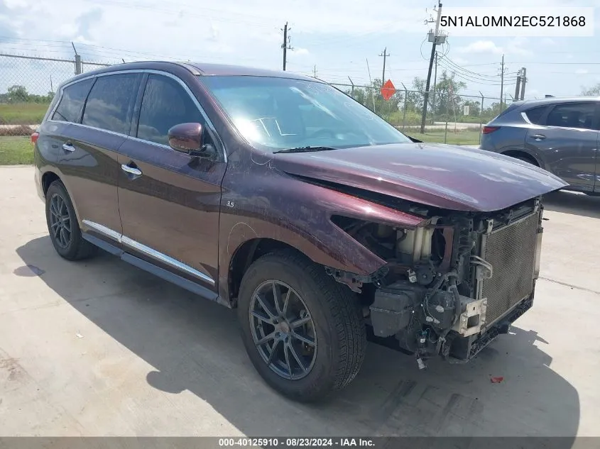 2014 Infiniti Qx60 VIN: 5N1AL0MN2EC521868 Lot: 40125910