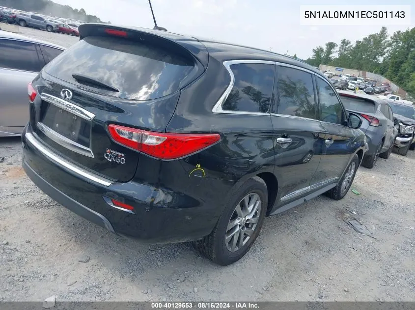 2014 Infiniti Qx60 VIN: 5N1AL0MN1EC501143 Lot: 40129553