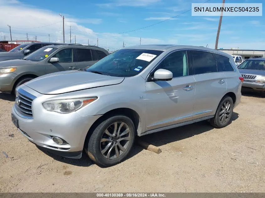 2014 Infiniti Qx60 VIN: 5N1AL0MNXEC504235 Lot: 40130369