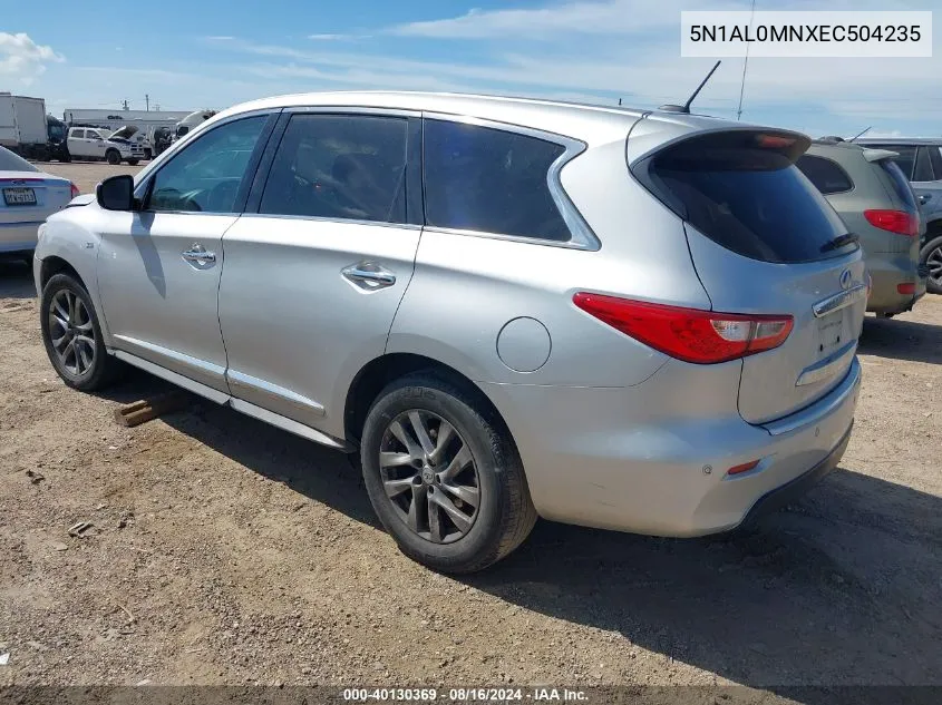 2014 Infiniti Qx60 VIN: 5N1AL0MNXEC504235 Lot: 40130369