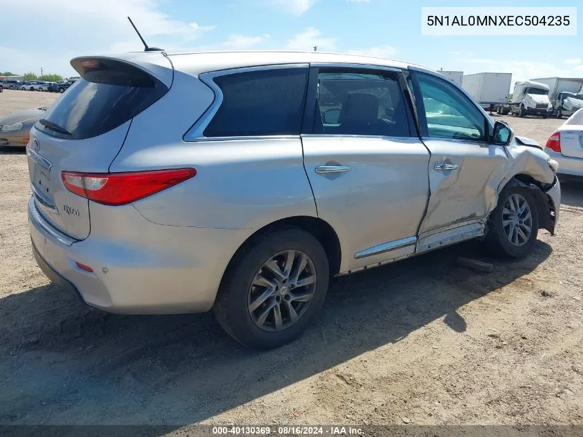 2014 Infiniti Qx60 VIN: 5N1AL0MNXEC504235 Lot: 40130369