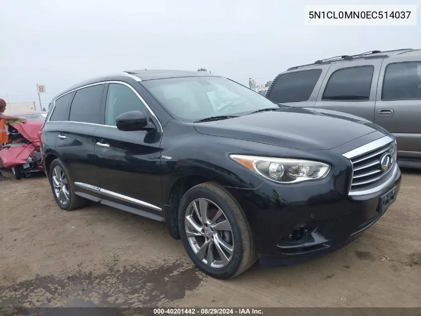 2014 Infiniti Qx60 Hybrid VIN: 5N1CL0MN0EC514037 Lot: 40201442