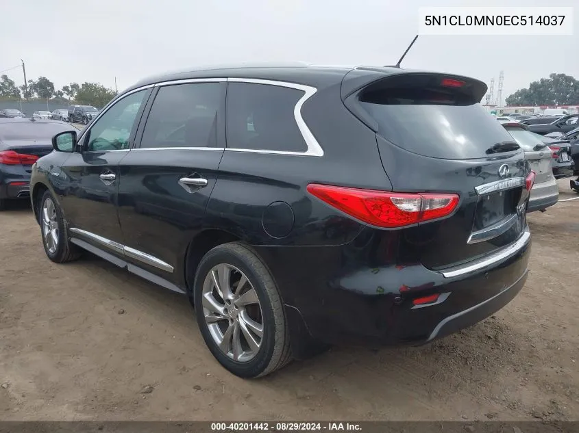 2014 Infiniti Qx60 Hybrid VIN: 5N1CL0MN0EC514037 Lot: 40201442