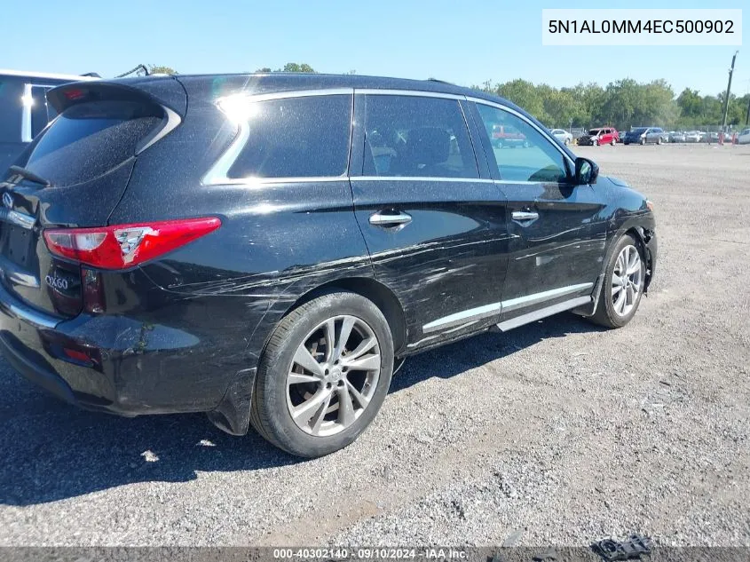 2014 Infiniti Qx60 VIN: 5N1AL0MM4EC500902 Lot: 40302140