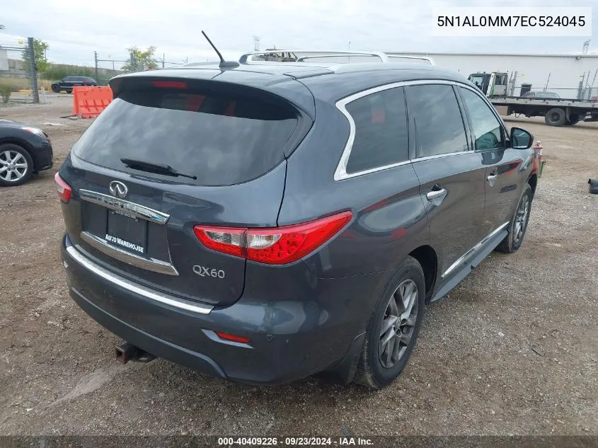 2014 Infiniti Qx60 VIN: 5N1AL0MM7EC524045 Lot: 40409226