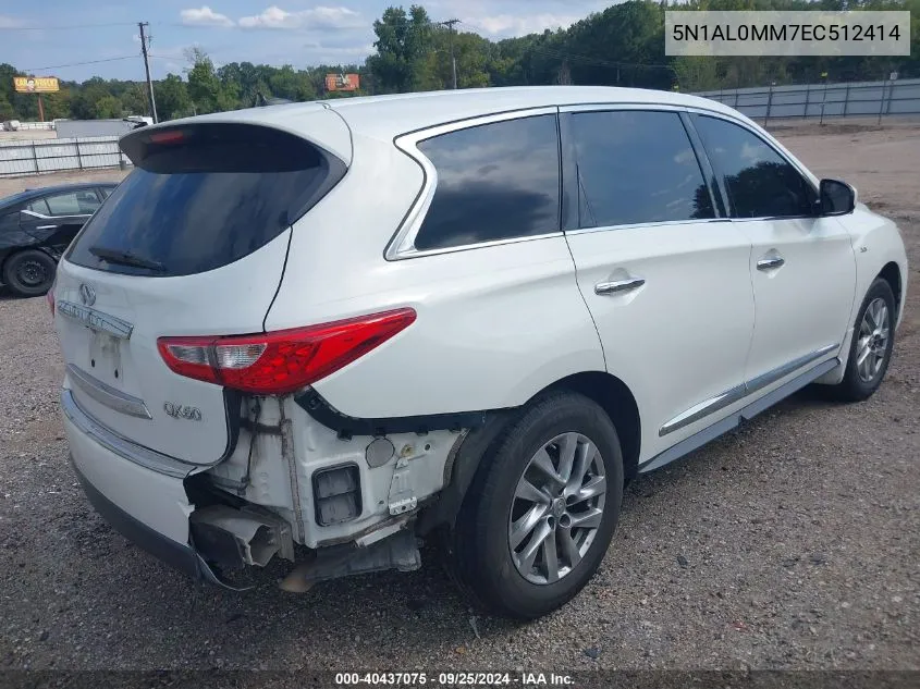 2014 Infiniti Qx60 VIN: 5N1AL0MM7EC512414 Lot: 40437075