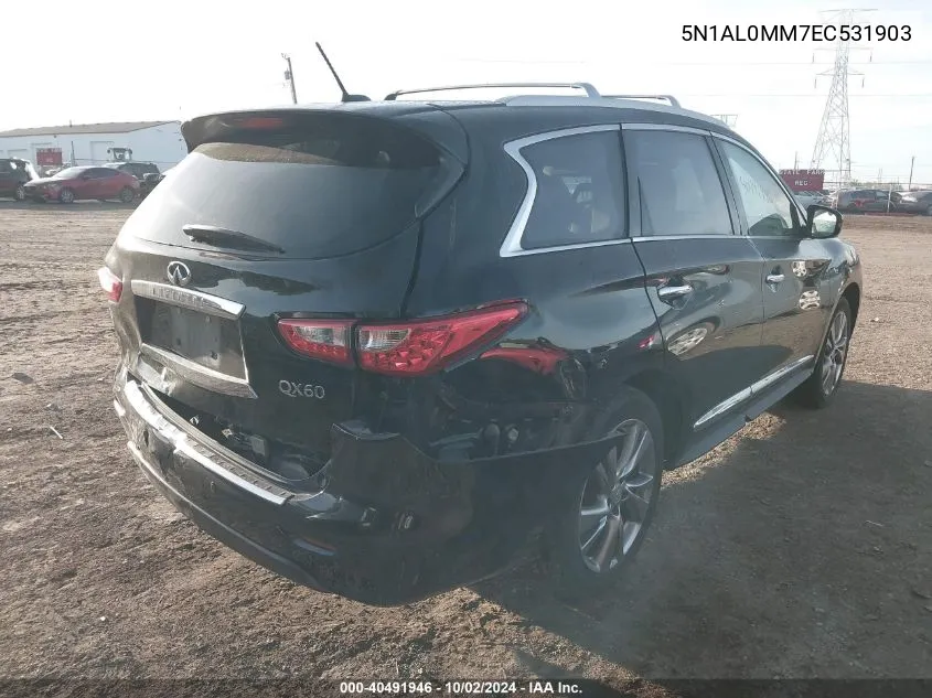 2014 Infiniti Qx60 VIN: 5N1AL0MM7EC531903 Lot: 40491946