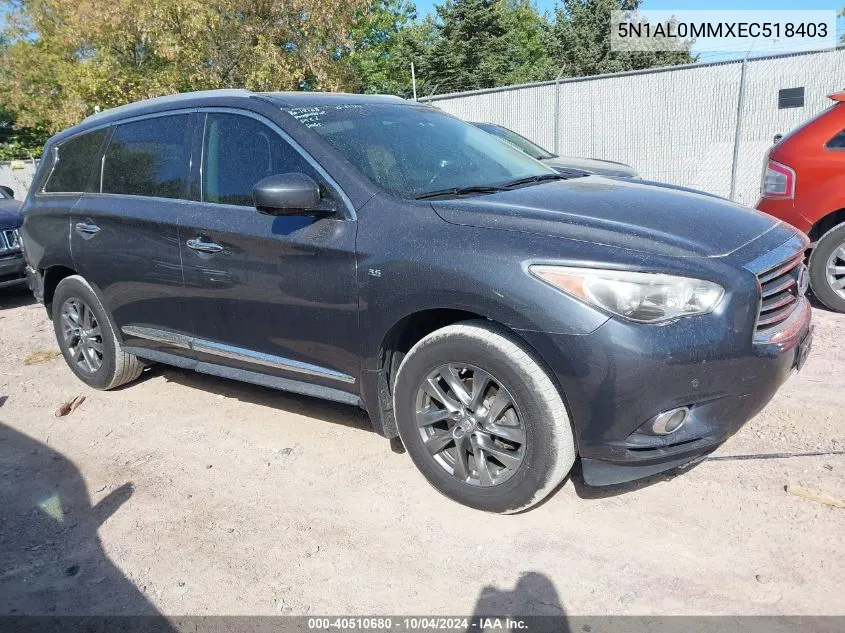 2014 Infiniti Qx60 VIN: 5N1AL0MMXEC518403 Lot: 40510680