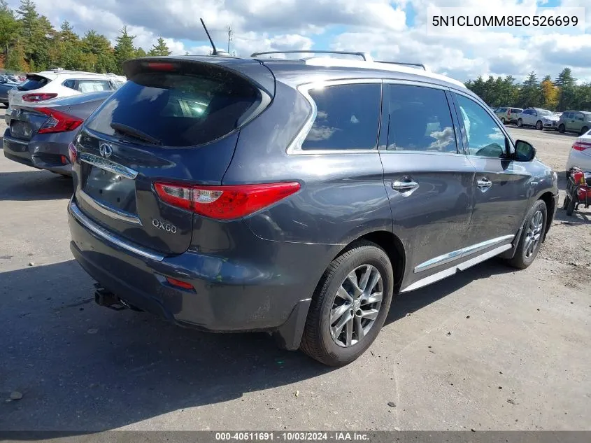 2014 Infiniti Qx60 Hybrid VIN: 5N1CL0MM8EC526699 Lot: 40511691