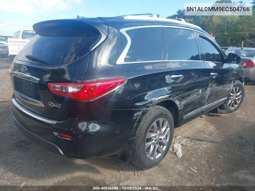 2014 Infiniti Qx60 VIN: 5N1AL0MM9EC504766 Lot: 40536599