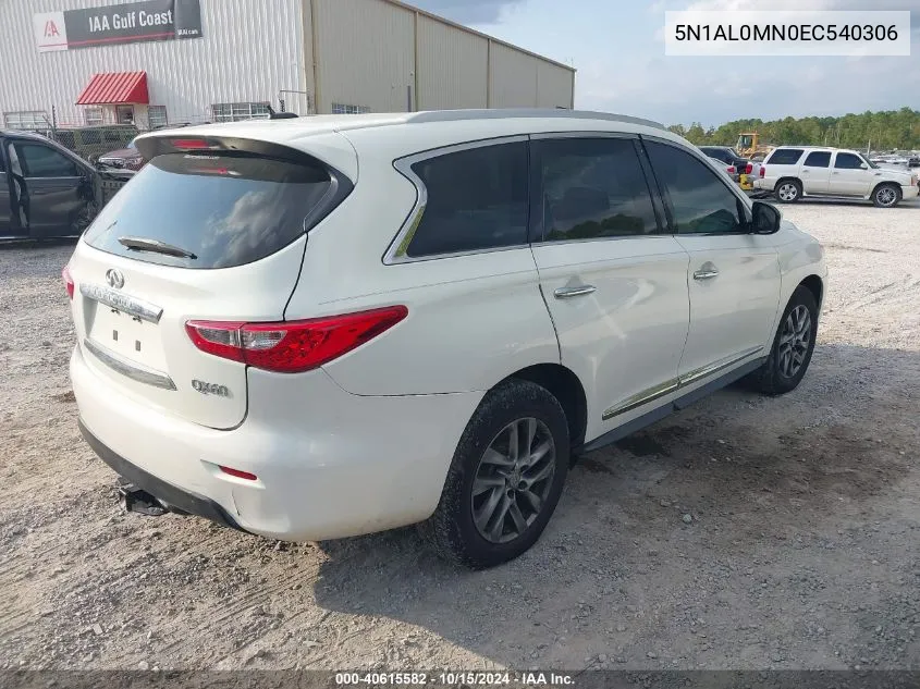 2014 Infiniti Qx60 VIN: 5N1AL0MN0EC540306 Lot: 40615582