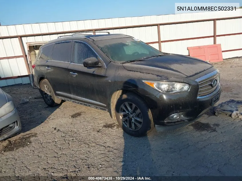 2014 Infiniti Qx60 VIN: 5N1AL0MM8EC502331 Lot: 40673435