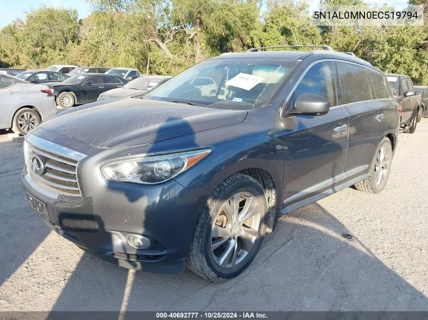 2014 Infiniti Qx60 VIN: 5N1AL0MN0EC519794 Lot: 40692777