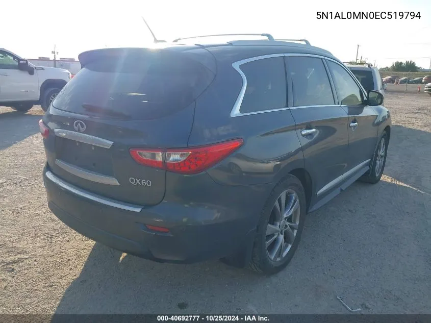 2014 Infiniti Qx60 VIN: 5N1AL0MN0EC519794 Lot: 40692777