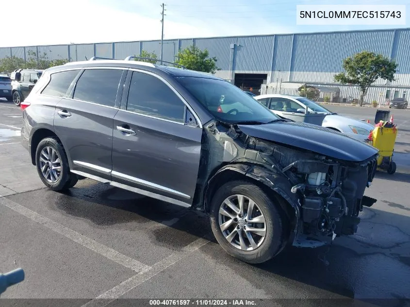 2014 Infiniti Qx60 Hybrid VIN: 5N1CL0MM7EC515743 Lot: 40761597