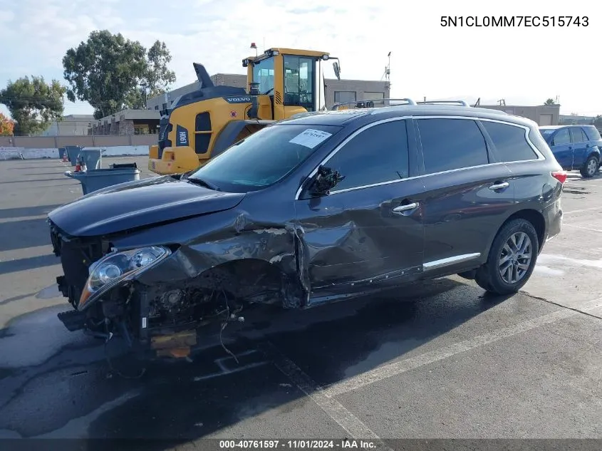 2014 Infiniti Qx60 Hybrid VIN: 5N1CL0MM7EC515743 Lot: 40761597