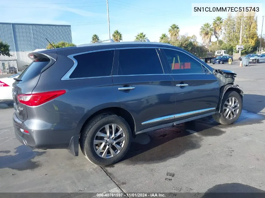 2014 Infiniti Qx60 Hybrid VIN: 5N1CL0MM7EC515743 Lot: 40761597