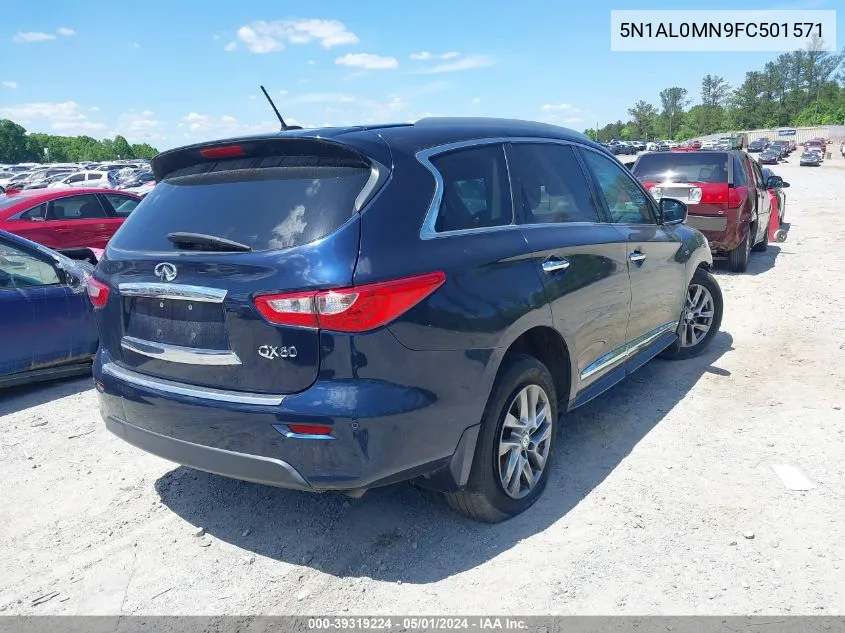 2015 Infiniti Qx60 VIN: 5N1AL0MN9FC501571 Lot: 39319224