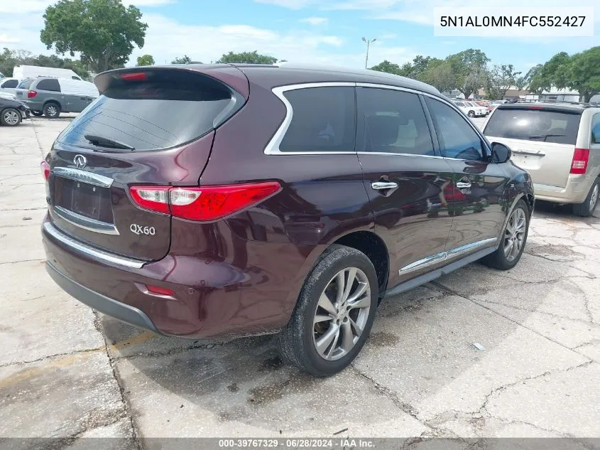 2015 Infiniti Qx60 VIN: 5N1AL0MN4FC552427 Lot: 39767329