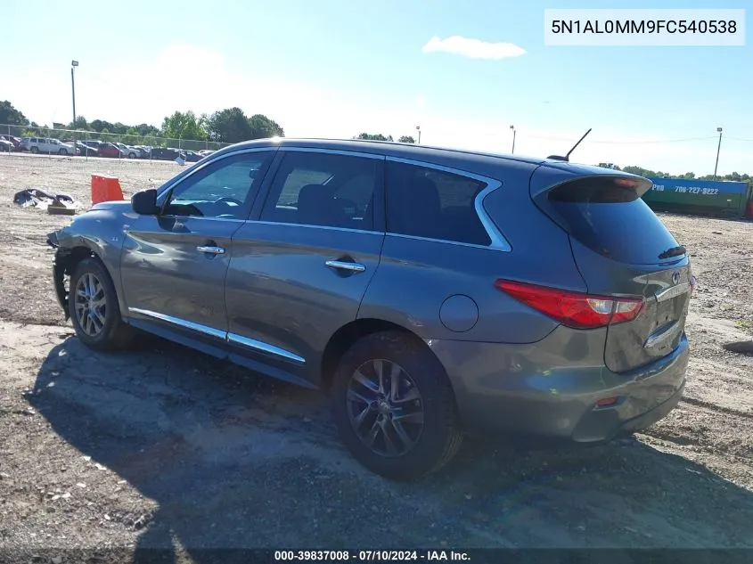 2015 Infiniti Qx60 VIN: 5N1AL0MM9FC540538 Lot: 39837008